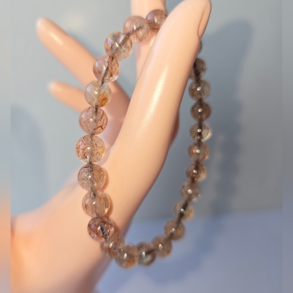 8mm Black Golden Super Seven Bracelet - Picture 1 of 12